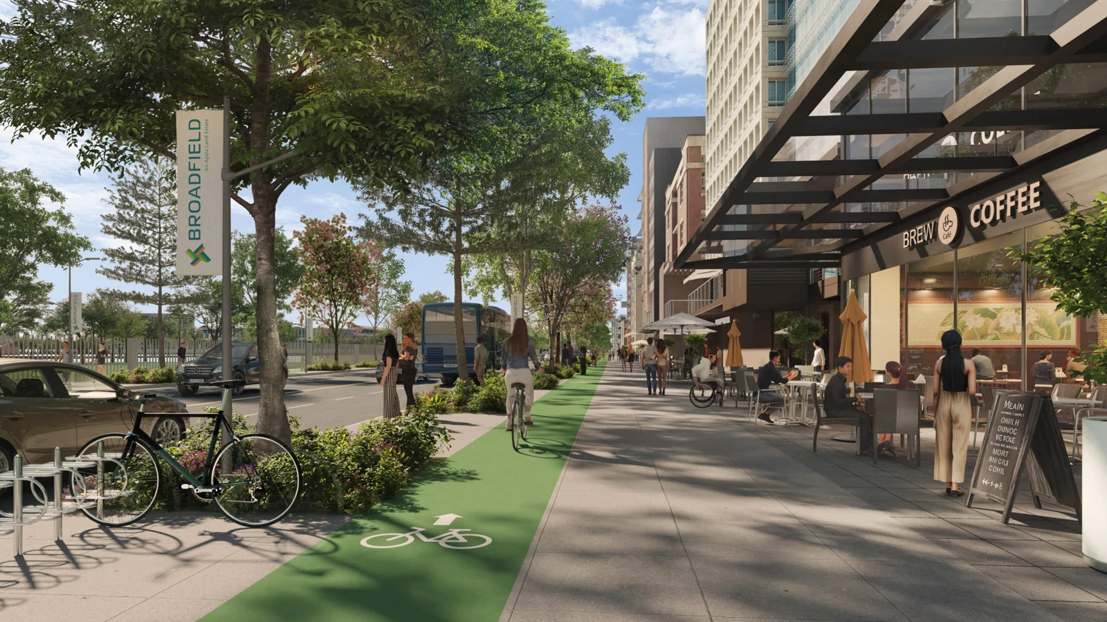 Developer marketing imagery for Broadfield. Confirm current site condition; proposed designs and model presentations are illustrative.