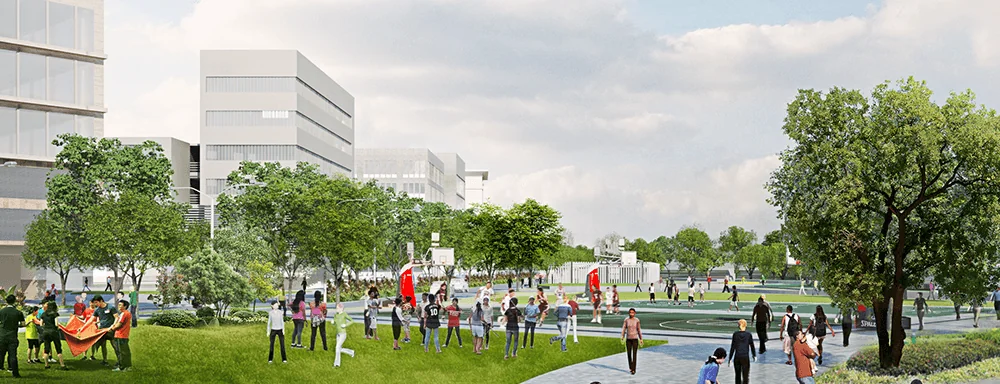 Developer marketing imagery for The Junction Place. Confirm current site condition; proposed designs and model presentations are illustrative.