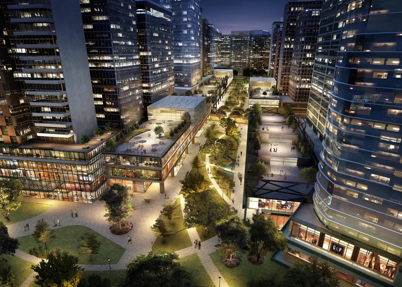 Developer marketing imagery for Evo City. Confirm current site condition; proposed designs and model presentations are illustrative.
