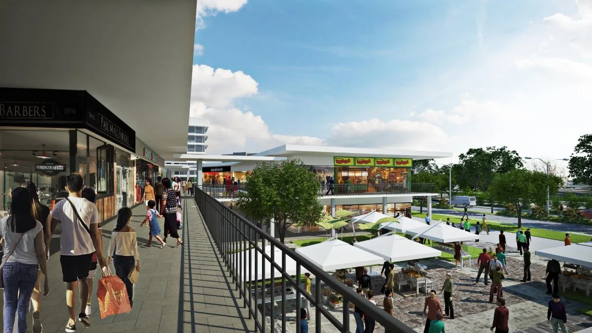 Developer marketing imagery for The Junction Place. Confirm current site condition; proposed designs and model presentations are illustrative.